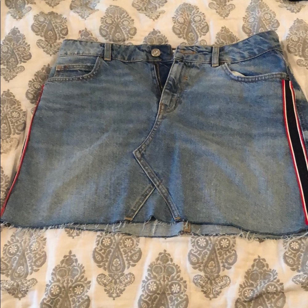 Zara Denim Skirt with Stripes down the side